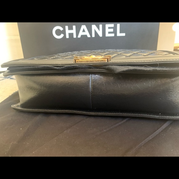 Chanel boy flap bag large gold chain - Picture 13 of 15